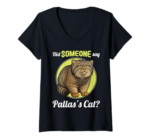 Damen Pallaskatzen Manul Pallaskatze T-Shirt mit V-Ausschnitt von Pallaskatzen Manul Pallaskatze Tier Shop