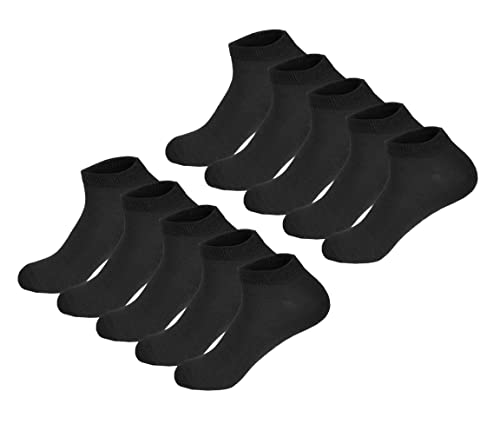 10 Paar Kinder Sneaker Socken Jungen & Mädchen Füßlinge Freizeit Sport schwarz 31-34 von Palleon