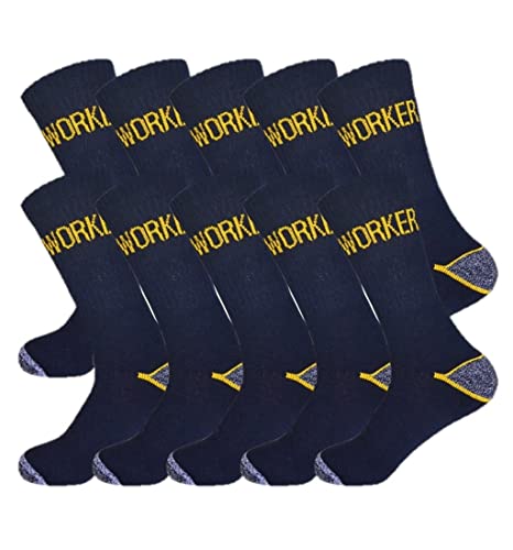 10 Paar Herren Arbeitssocken Worker Socken robuste - atmungsaktive Berufssocken (as3, numeric, numeric_39, numeric_42, regular, regular, marine) von Palleon