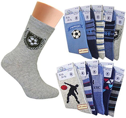 10 Paar Jungen Socken | Kinder Strümpfe | Kindersocken mehrfarbig 2/23-26 von Palleon