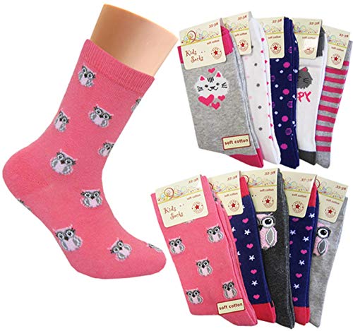 10 Paar Mädchen Socken | Kinder Strümpfe | Kindersocken mehrfarbig / 35-38 von Palleon