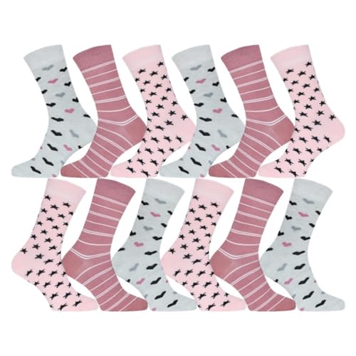 12 Paar Damen Socken | Frauen schwarz karo Baumwolle Strümpfe (DE/NL/SE/PL, Numerisch, 39, 42, Regular, Regular, mehrfarbig 2) von Palleon