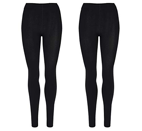 2er Pack Damen Thermo Leggings mit Innenfleece weich | warm | schwarz Thermoleggings (schwarz, 52-54) von Palleon