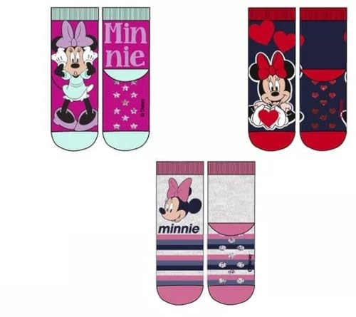 3 Paar Minnie Mädchen Terry ABS Socken | Kinder Winter Stoppersocken 31-34 von Palleon