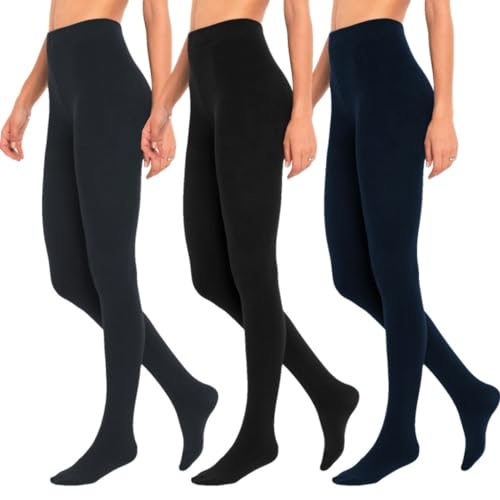 3er Pack Damen Thermostrumpfhosen mit extra warmen Innenfleece Winter Thermo Strumpfhosen (DE/NL/SE/PL, Alphanumerisch, L, XL, Regular, Regular, Mehrfarbig) von Palleon