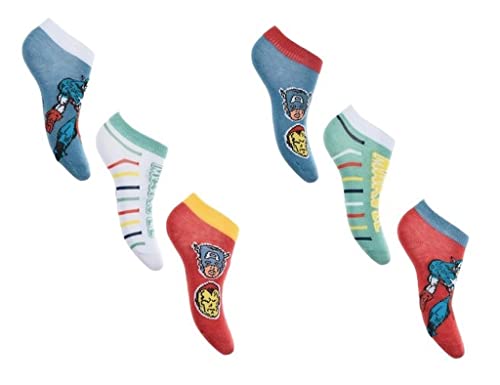 6 Paar Avengers Jungen Sneaker Socken Kinder Füßlinge Sneakersocken (as3, numeric, numeric_27, numeric_30, regular, mehrfarbig) von Palleon