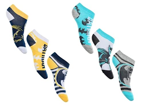 6 Paar Batman Jungen Sneaker Socken Kinder Füßlinge Sneakersocken (as3, numeric, numeric_27, numeric_30, regular, mehrfarbig) von Palleon