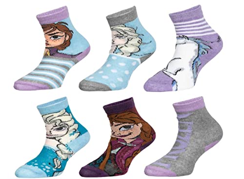 6 Paar Die Eiskönigin Frozen Mädchen Socken Kinder Strümpfe mehrfarbig / 23-26 von Palleon
