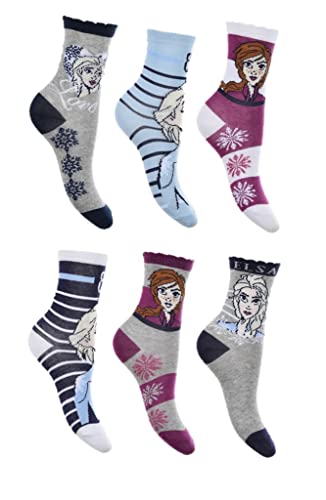 6 Paar Frozen Die Eiskönigin Mädchen Socken Kinder Strümpfe (as3, numeric, numeric_31, numeric_34, regular, mehrfarbig) von Palleon