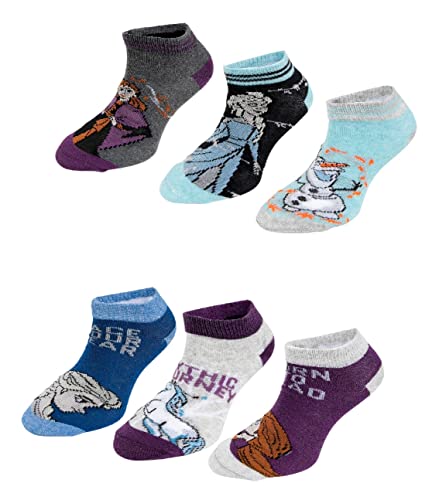 6 Paar Mädchen Sneaker Socken | Die Eiskönigin Frozen Füßlinge | 27-30 von Palleon