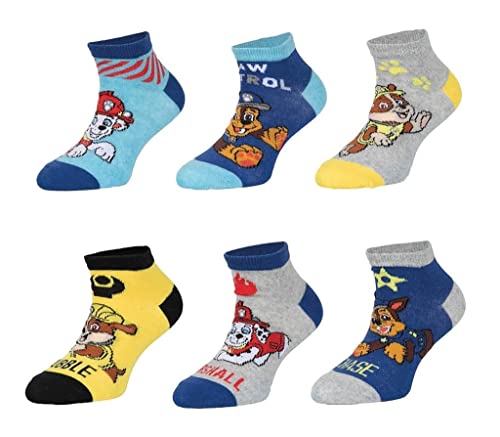 6 Paar Paw Patrol Jungen Sneaker Socken | Kinder Füßlinge Sneakersocken (as3, numeric, numeric_23, numeric_26, regular, mehrfarbig) von Palleon