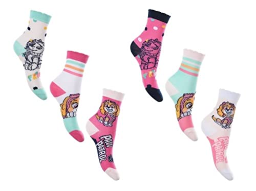 6 Paar Paw Patrol Mädchen Socken Kinder Strümpfe mehrfarbig / 31-34 von Palleon