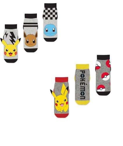 6 Paar Pokemon Jungen Sneaker Socken | Kinder Füßlinge Sneakersocken (DE/NL/SE/PL, Numerisch, 23, 26, Regular, mehrfarbig) von Palleon