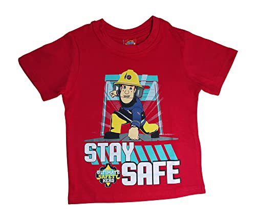 Feuerwehrmann Sam Jungen T-Shirt | Kinder Kurzarm Shirt rot / 122 von Palleon