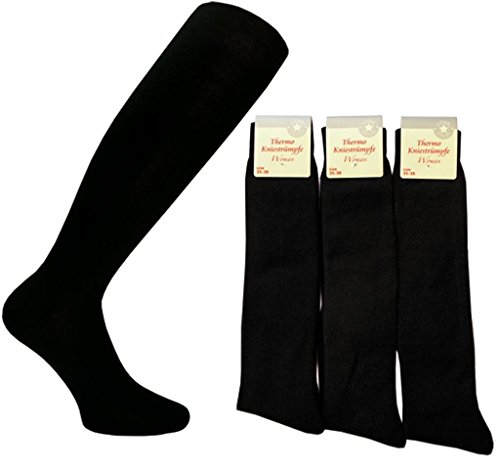 Palleon 6 Paar Damen Thermo Strümpfe | Warme Winter Kniestrümpfe | Frauen Thermosocken aus Baumwolle mit Elasthan | Langlebig, Atmungsaktiv & Bequem für Wintersport & Alltag / 39-42 von Palleon