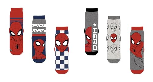 Palleon 6 Paar Marvel Spiderman Jungen Socken | Kinder Strümpfe (23-26, mehrfarbig) von Palleon