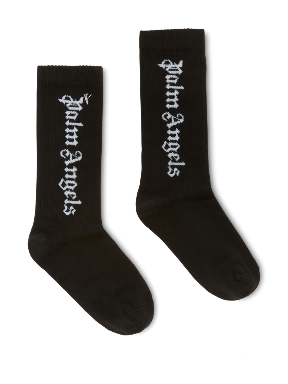 Palm Angels Kids Gerippte Socken mit Intarsien-Logo - Schwarz von Palm Angels Kids