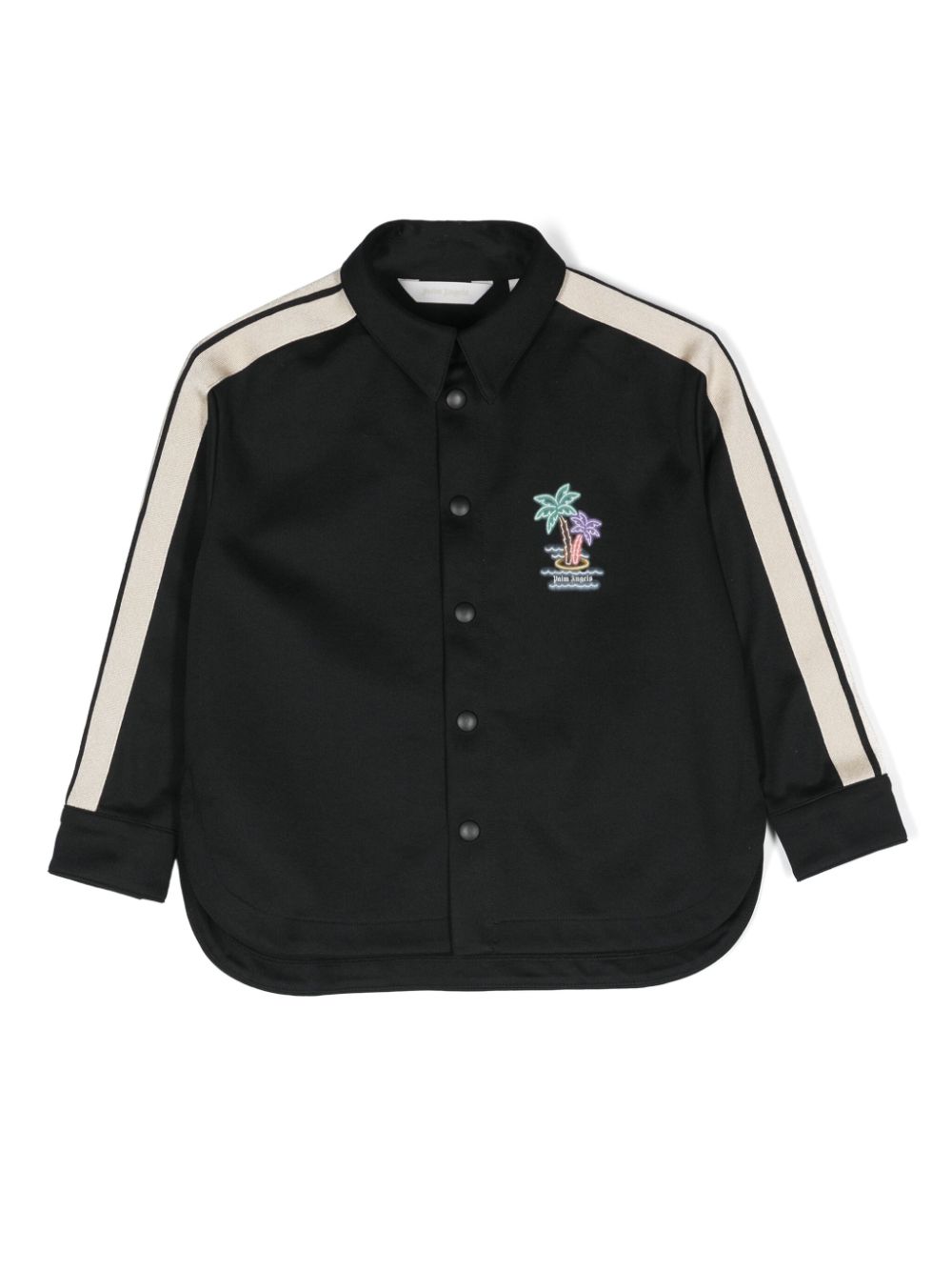 Palm Angels Kids Gestreifte Hemdjacke mit Logo-Print - Schwarz von Palm Angels Kids