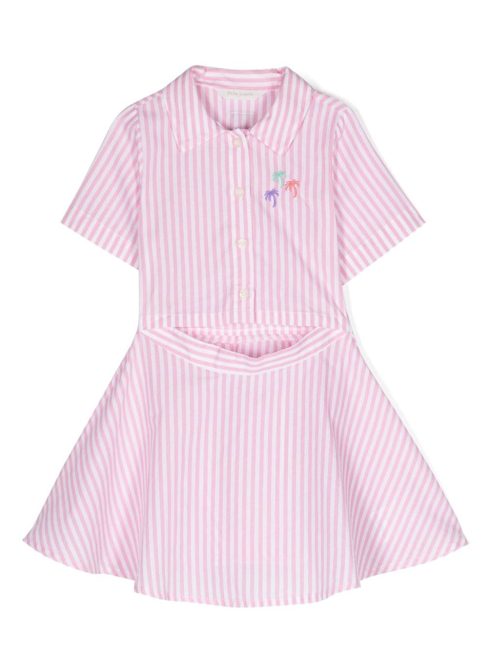 Palm Angels Kids Gestreiftes Palms Hemdkleid - Rosa von Palm Angels Kids