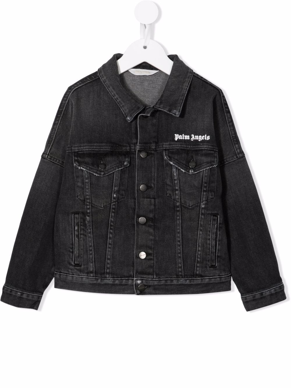 Palm Angels Kids Jeansjacke mit Logo-Print - Schwarz von Palm Angels Kids