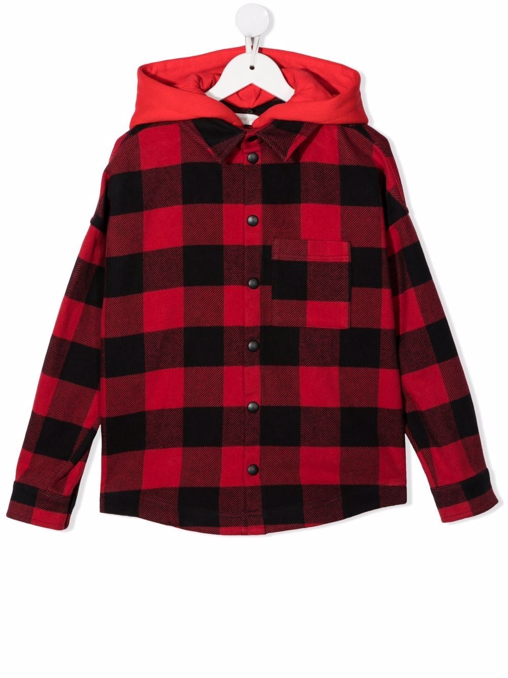 Palm Angels Kids Karierte Hemdjacke mit Kapuze - Rot von Palm Angels Kids