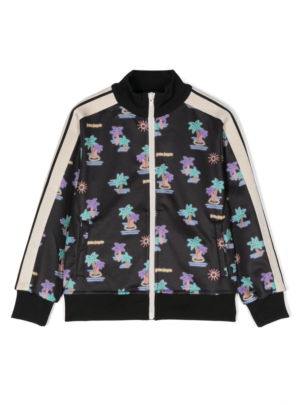 Palm Angels Kids Sportjacke mit Palmen-Print - Schwarz von Palm Angels Kids