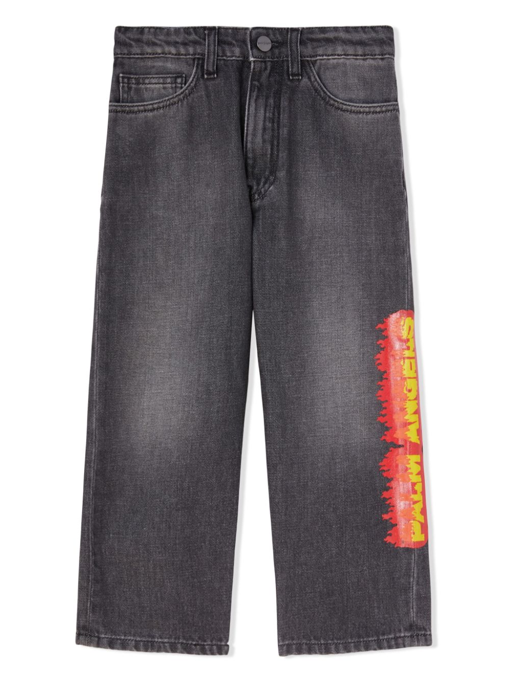 Palm Angels Kids Straight-Leg-Jeans mit Logo-Print - Schwarz von Palm Angels Kids