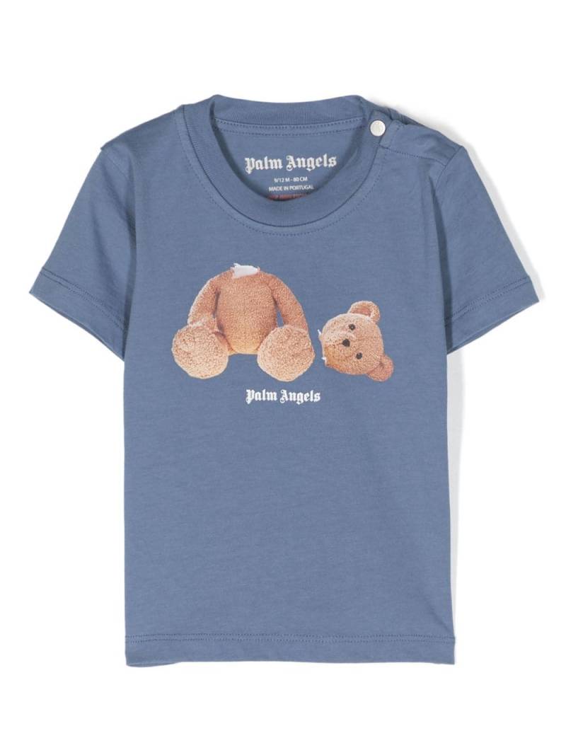 Palm Angels Kids T-Shirt mit Teddy-Print - Blau von Palm Angels Kids