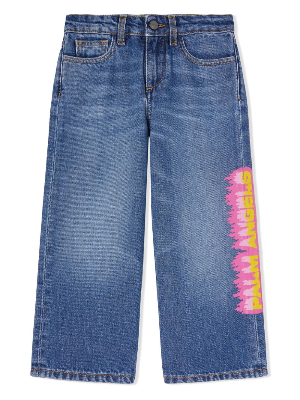 Palm Angels Kids Weite Jeans mit Logo-Print - Blau von Palm Angels Kids