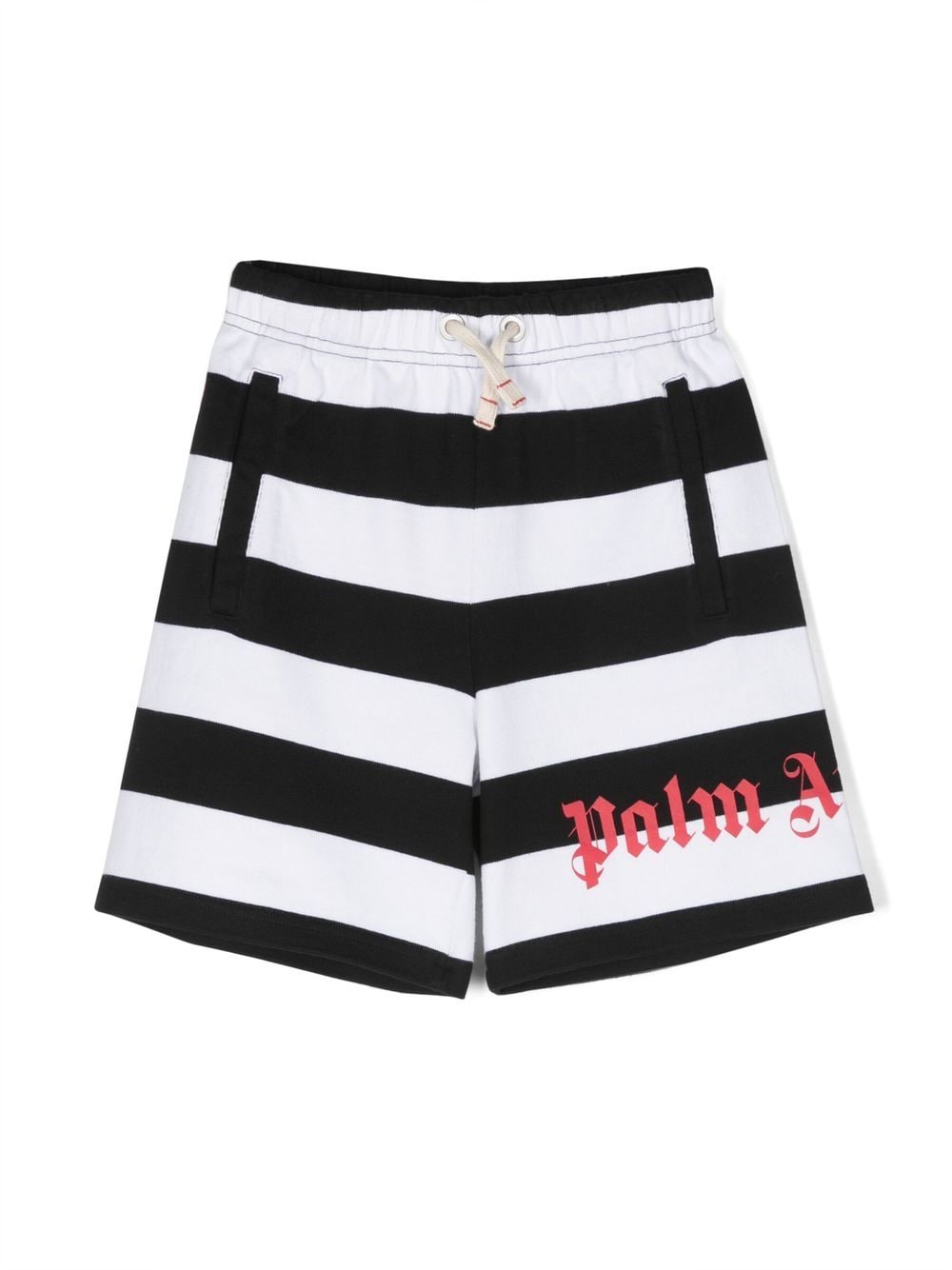 Palm Angels Kids Gestreifte Shorts mit Logo-Print - Schwarz von Palm Angels Kids