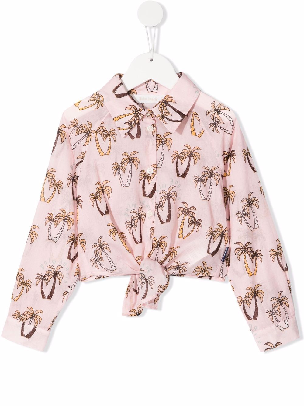 Palm Angels Kids Geknotetes Shirt mit Palmenaufdruck - Rosa von Palm Angels Kids