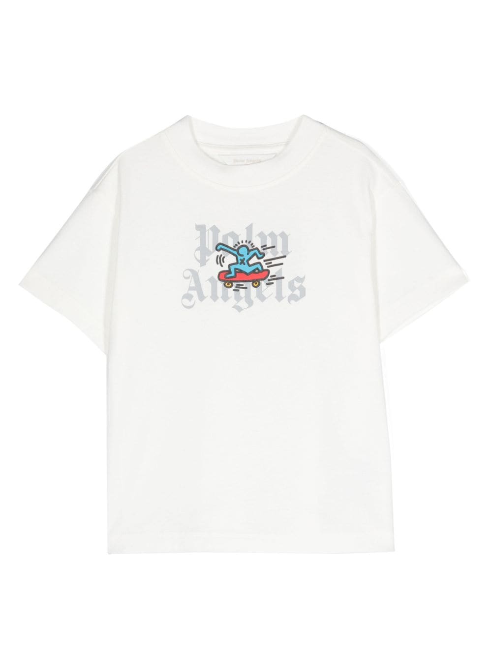 Palm Angels Kids x Keith Haring T-Shirt mit Skateboard-Print - Weiß von Palm Angels Kids