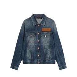 Blaue Palm Angels Jeansjacke - Herren Baumwollmix von Palm Angels