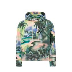 Grüner Palm Angels Logo-baumwollhoodie von Palm Angels