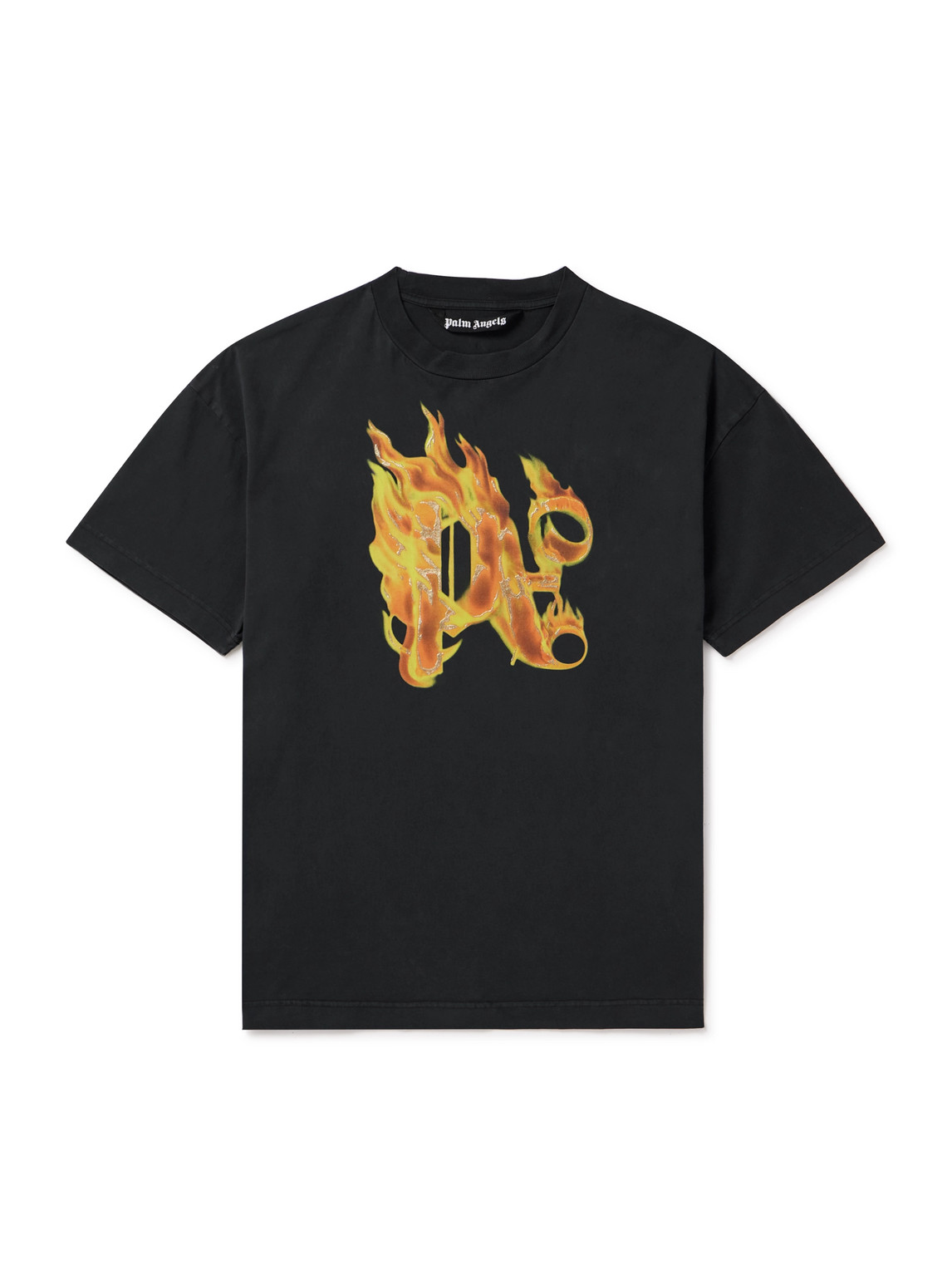 Palm Angels - Burning Monogram Embellished Logo-Print Cotton-Jersey T-Shirt - Men - Black - XL von Palm Angels