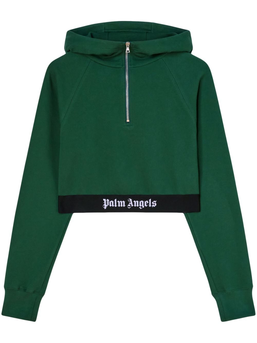 Palm Angels Cropped-Hoodie mit Logo-Streifen - Grün von Palm Angels