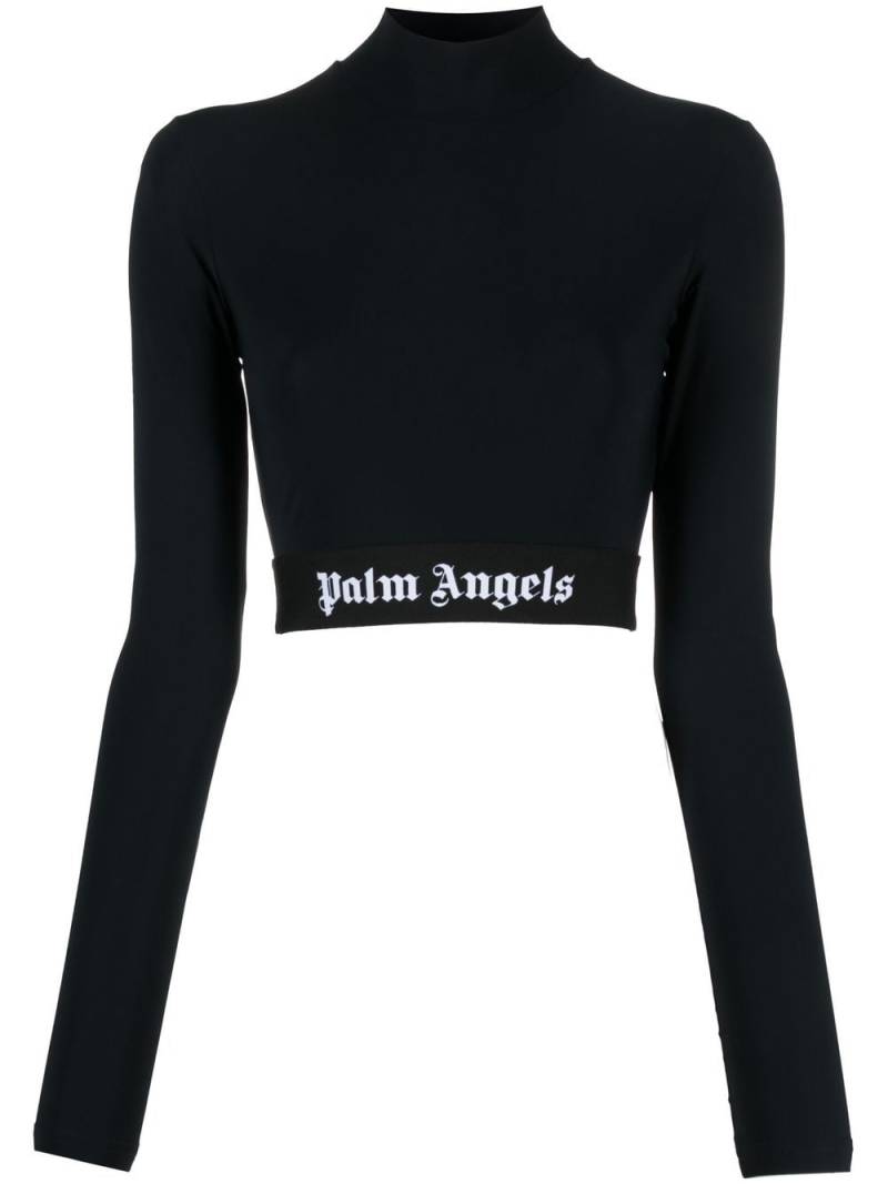 Palm Angels Cropped-Oberteil mit Logo-Bund - Schwarz von Palm Angels