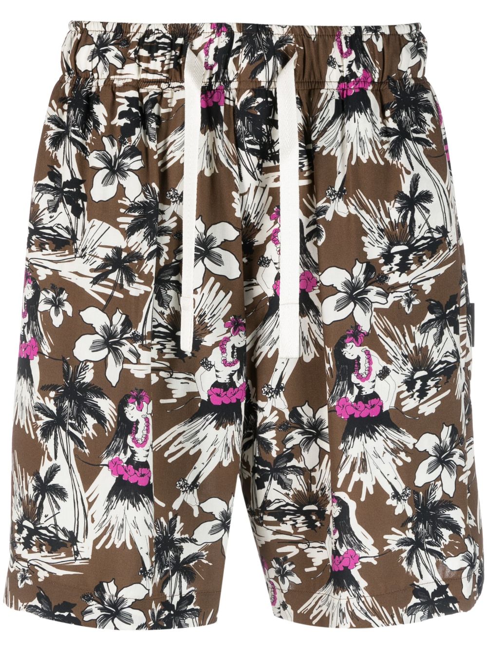 Palm Angels Shorts mit grafischem Print - Braun von Palm Angels