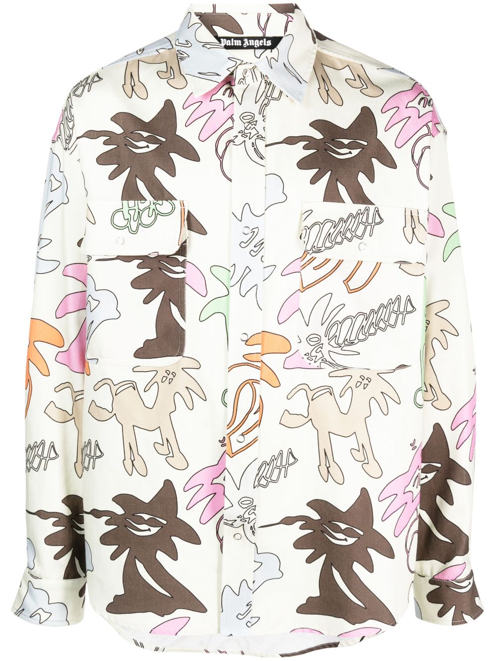 Palm Angels Hemd mit grafischem Print - Nude von Palm Angels