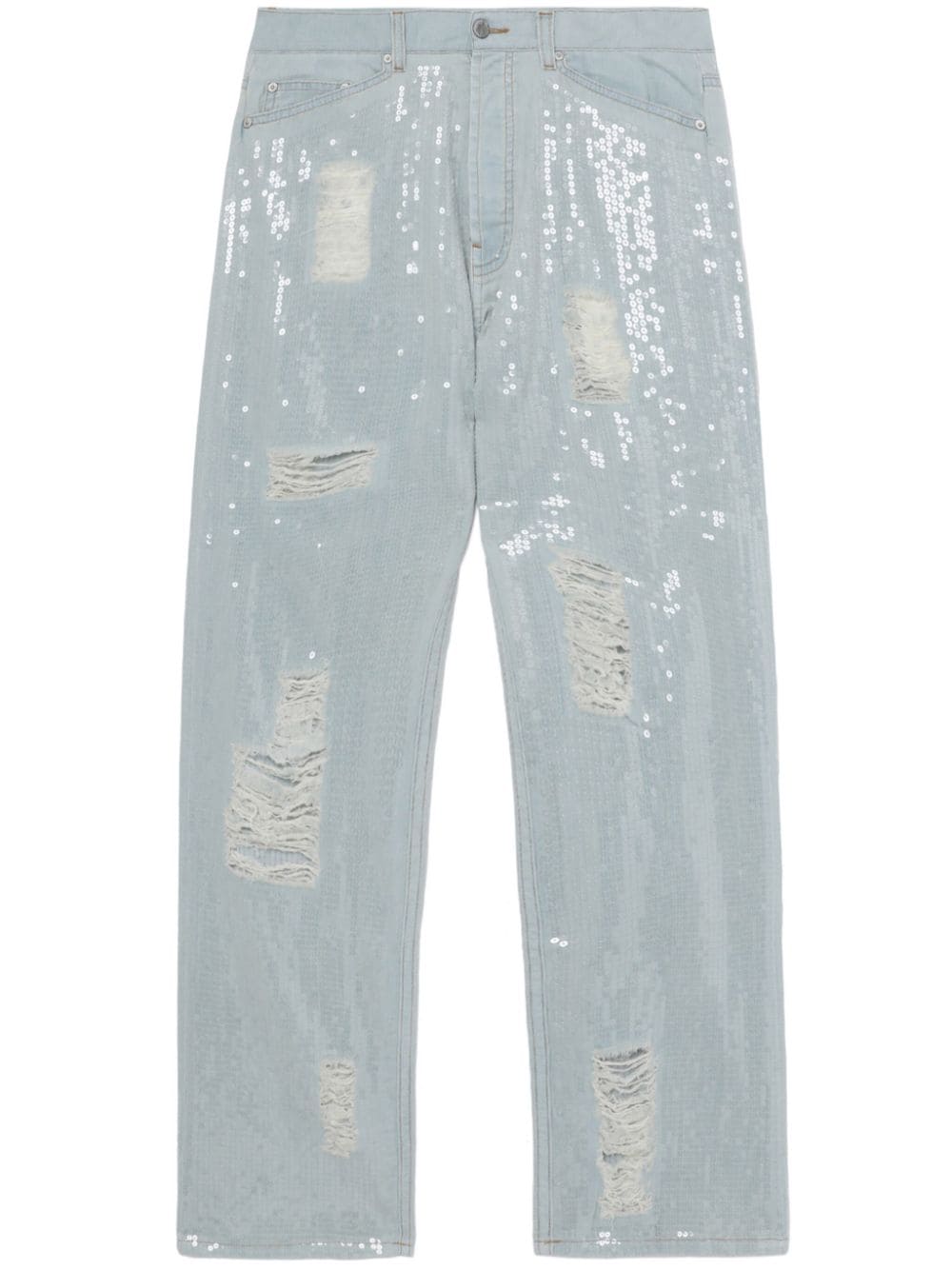 Palm Angels Jeans im Distressed-Look mit Pailletten - Blau von Palm Angels