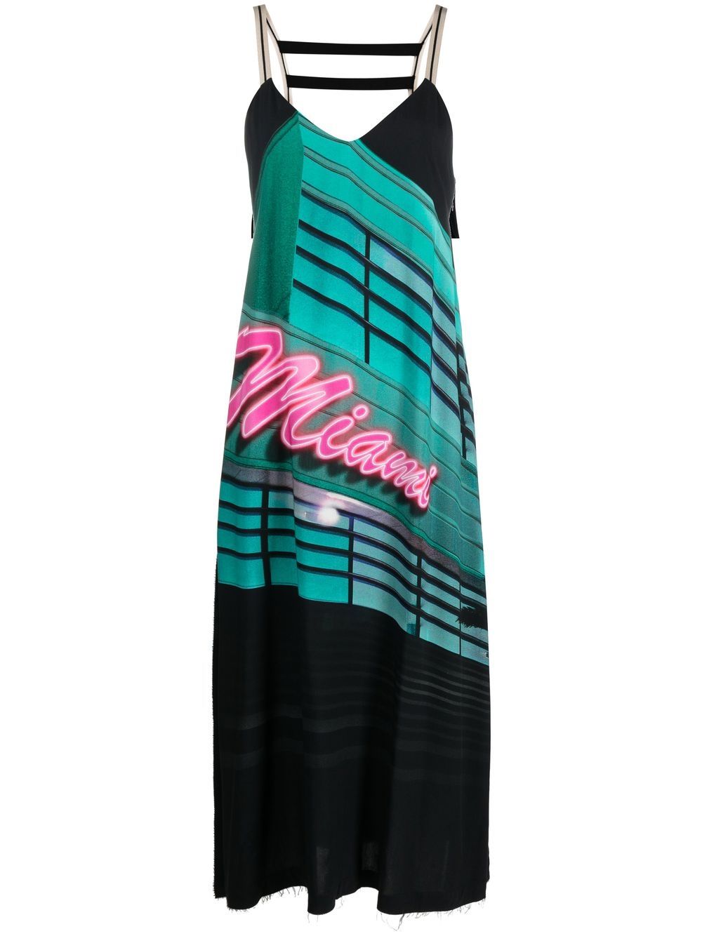 Palm Angels Miami Midikleid mit grafischem Print - Schwarz von Palm Angels