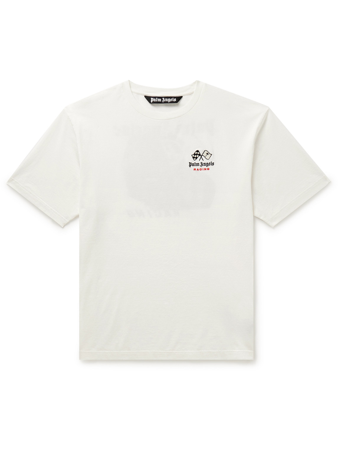 Palm Angels - Racing Logo-Embroidered Printed Cotton-Jersey T-Shirt - Men - White - L von Palm Angels
