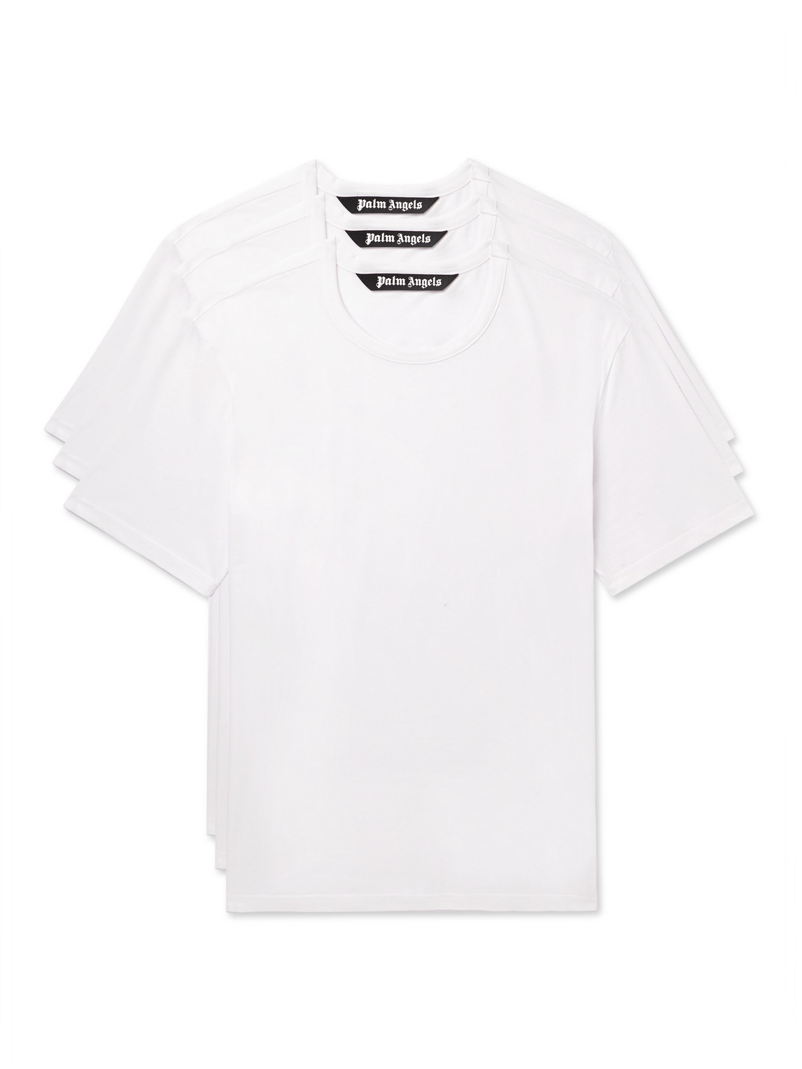 Palm Angels - Three-Pack Slim-Fit Logo-Appliquéd Cotton-Jersey T-Shirts - Men - White - M von Palm Angels