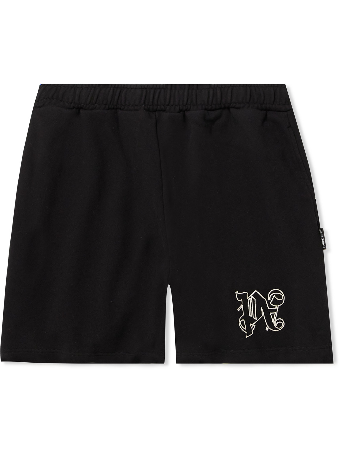 Palm Angels - Wide-Leg Logo-Embroidered Cotton-Jersey Shorts - Men - Black - M von Palm Angels