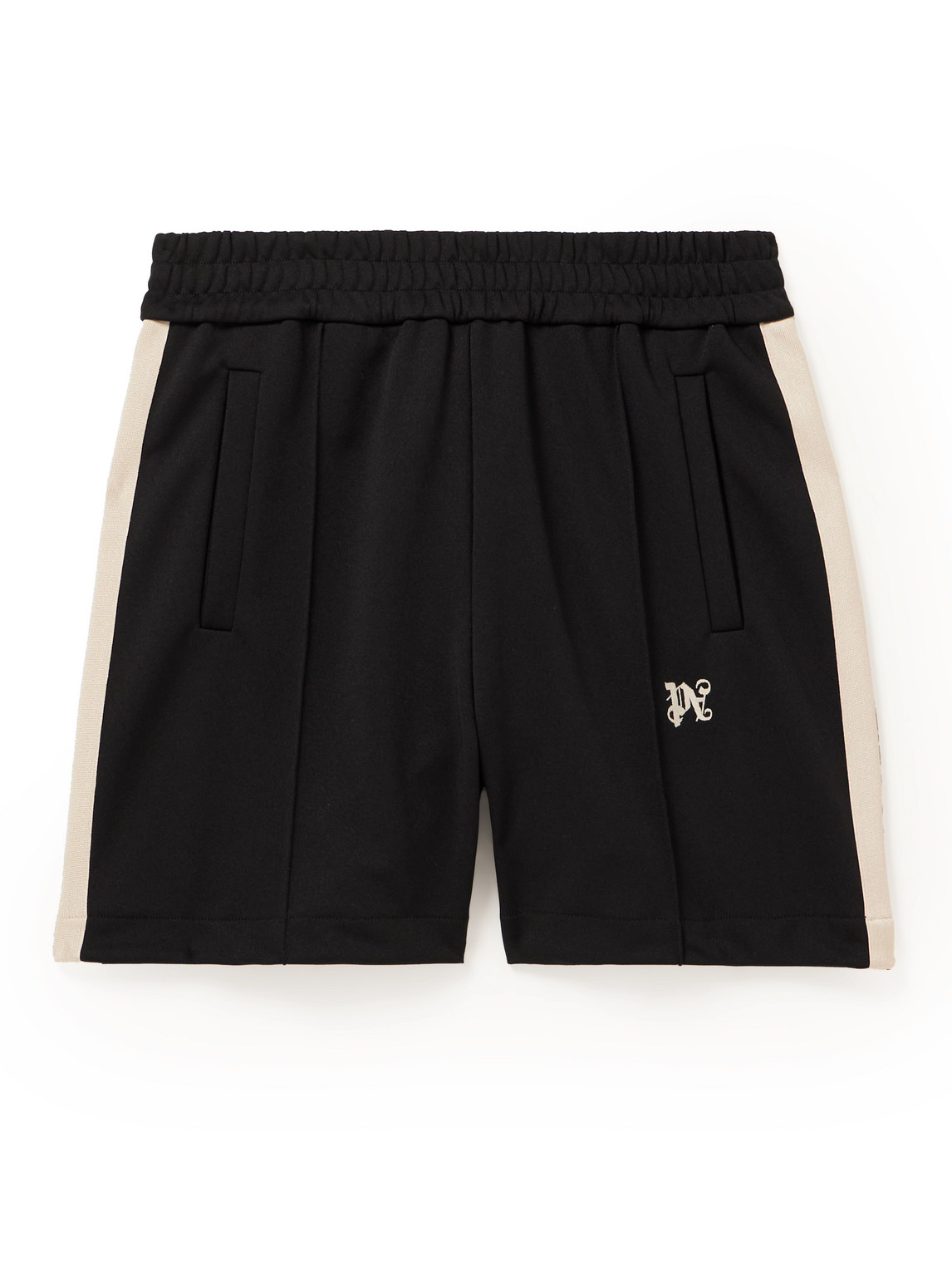 Palm Angels - Wide-Leg Logo-Embroidered Striped Jersey Shorts - Men - Black - M von Palm Angels