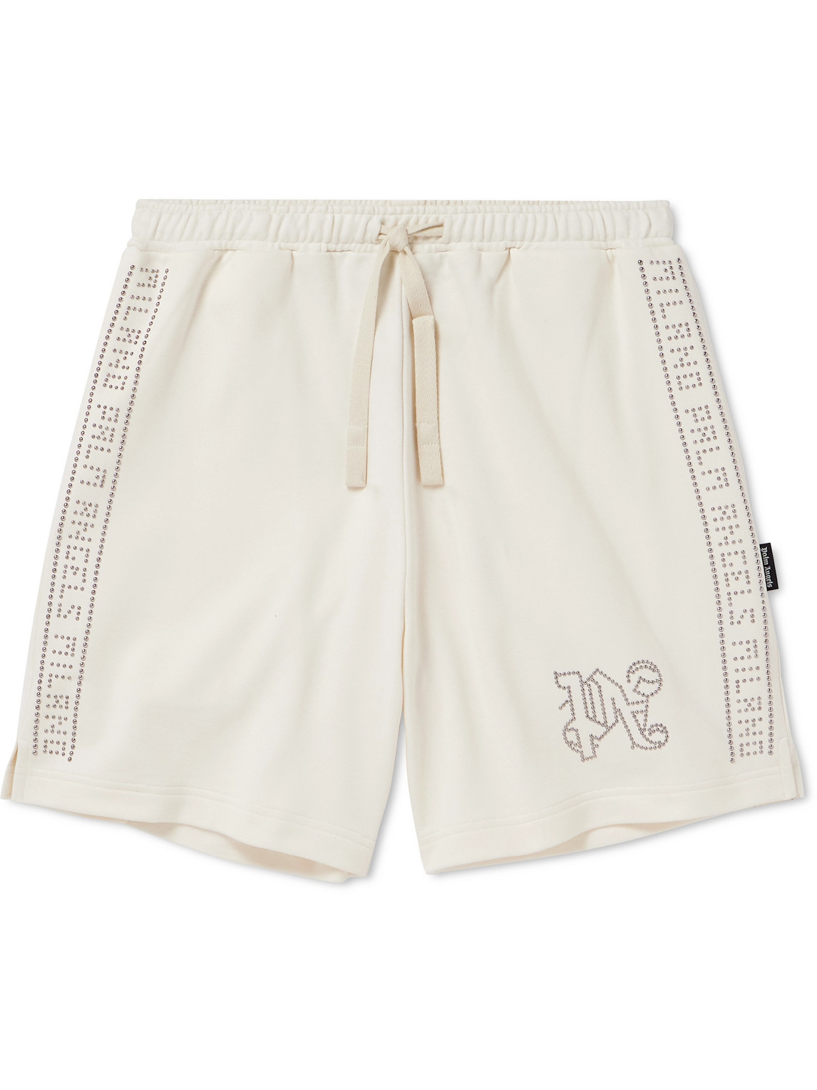 Palm Angels - Wide-Leg Studded Cotton-Jersey Drawstring Shorts - Men - Neutrals - XL von Palm Angels