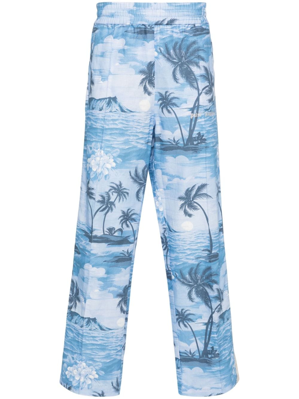 Palm Angels Straight-Leg-Hose mit Insel-Print - Blau von Palm Angels