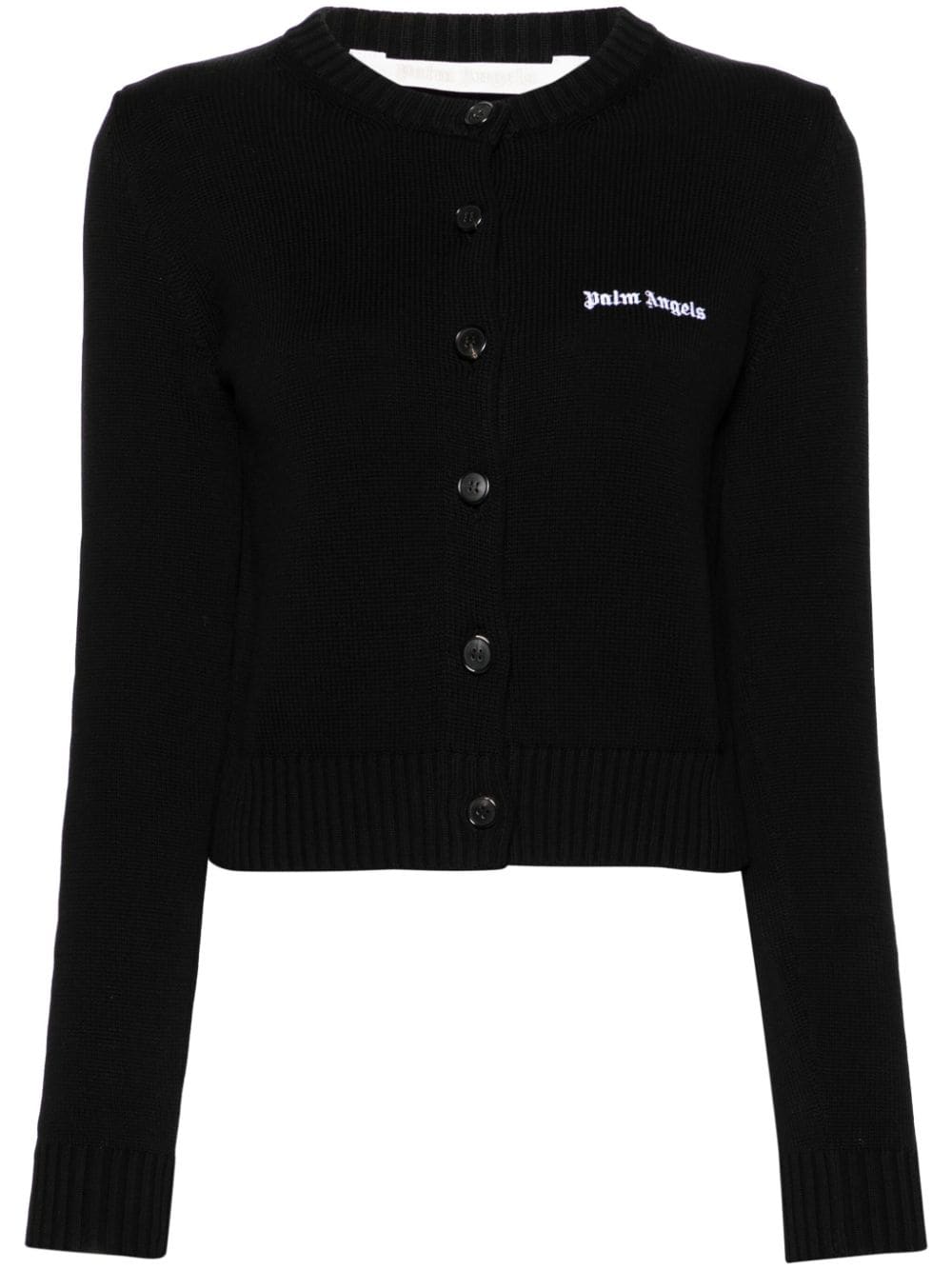 Palm Angels Cropped-Cardigan mit Logo-Stickerei - Schwarz von Palm Angels