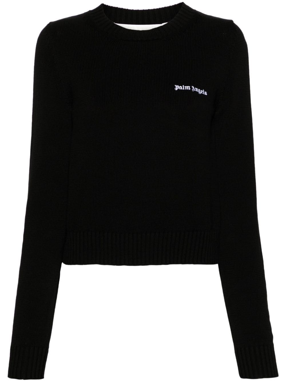 Palm Angels Cropped-Pullover mit Logo-Stickerei - Schwarz von Palm Angels