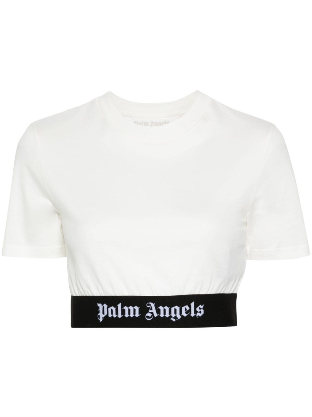 Palm Angels Cropped-T-Shirt mit Logo-Streifen - Weiß von Palm Angels